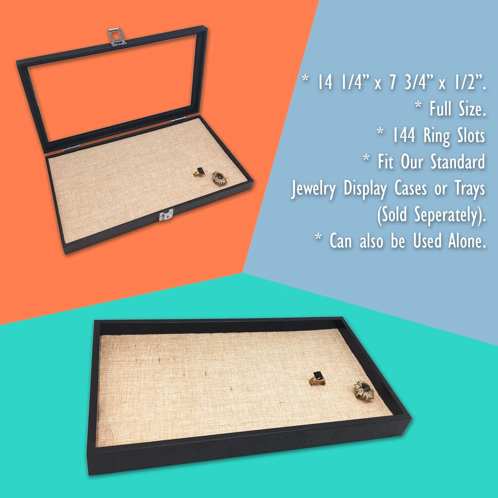 Linen Burlap Foam 144 Ring Standard Jewelry Tray Insert
