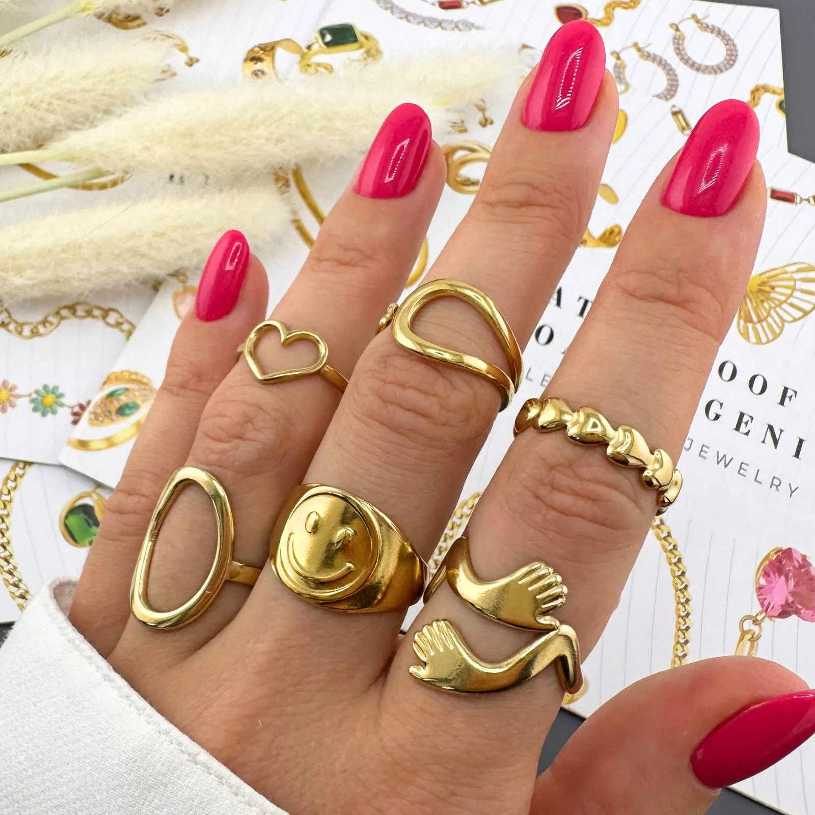 Liquid Gold Wave Cuff Ring – 18K Gold-Plated, Adjustable & Hypoallergenic