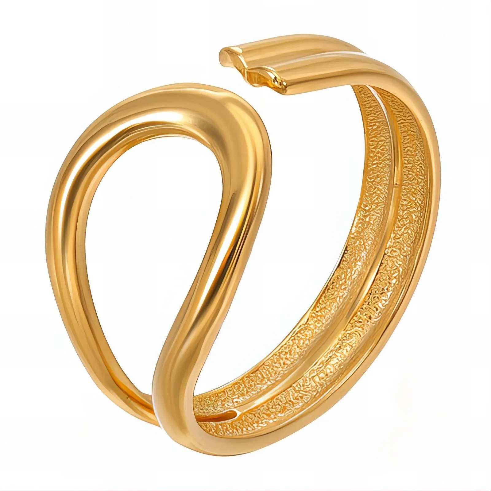 Liquid Gold Wave Cuff Ring – 18K Gold-Plated, Adjustable & Hypoallergenic