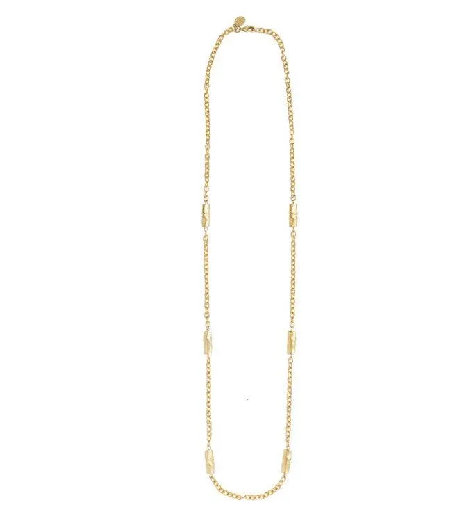 Long Bamboo and Chain Necklace