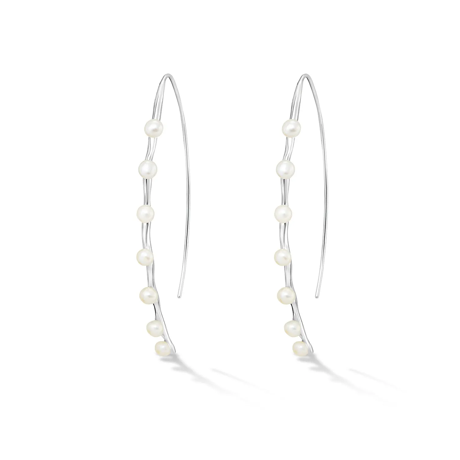 Long Waterfall Pearl Drop Earrings