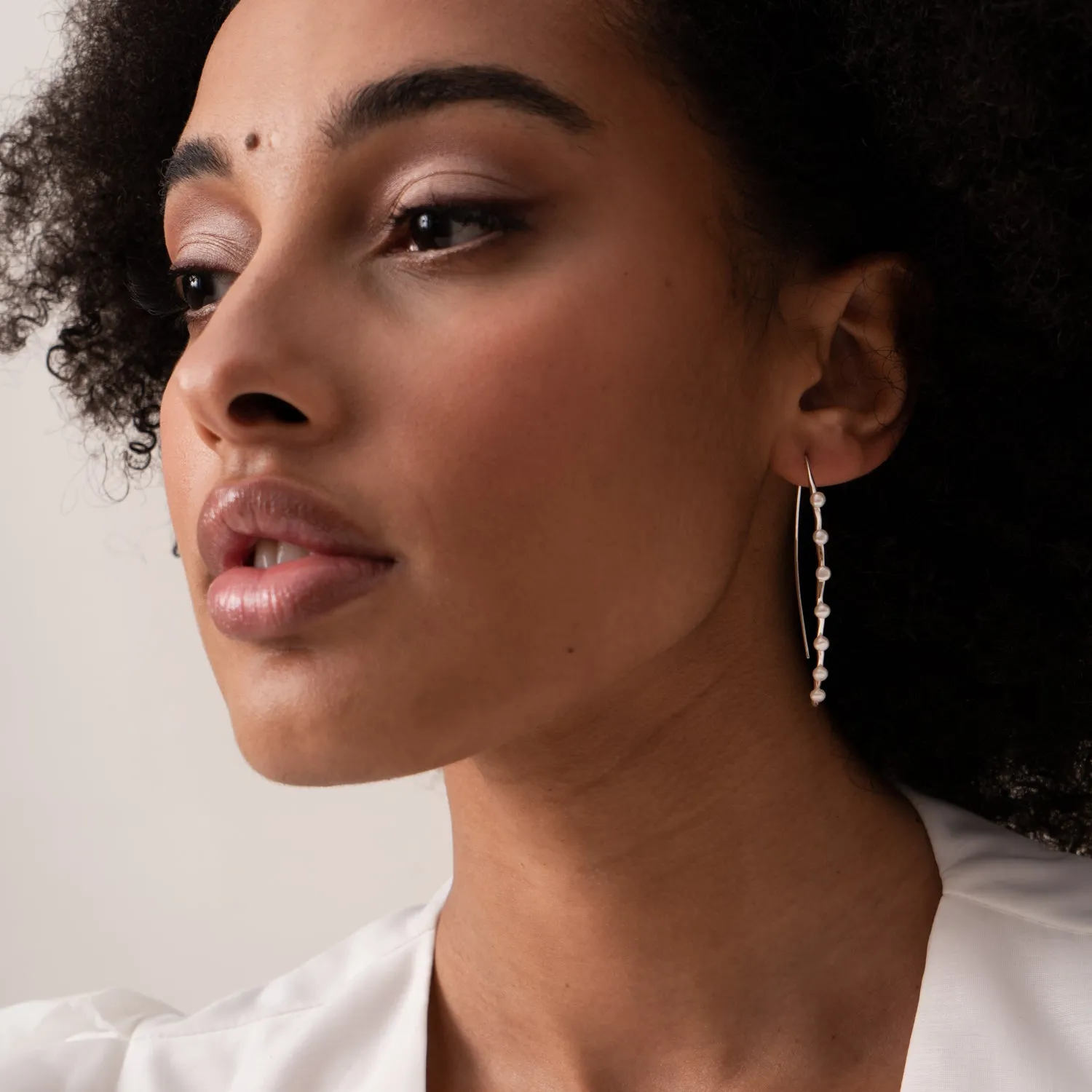Long Waterfall Pearl Drop Earrings