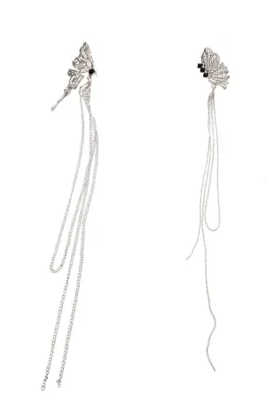 Loookus - Asymmetric Butterfly Fringe Earrings