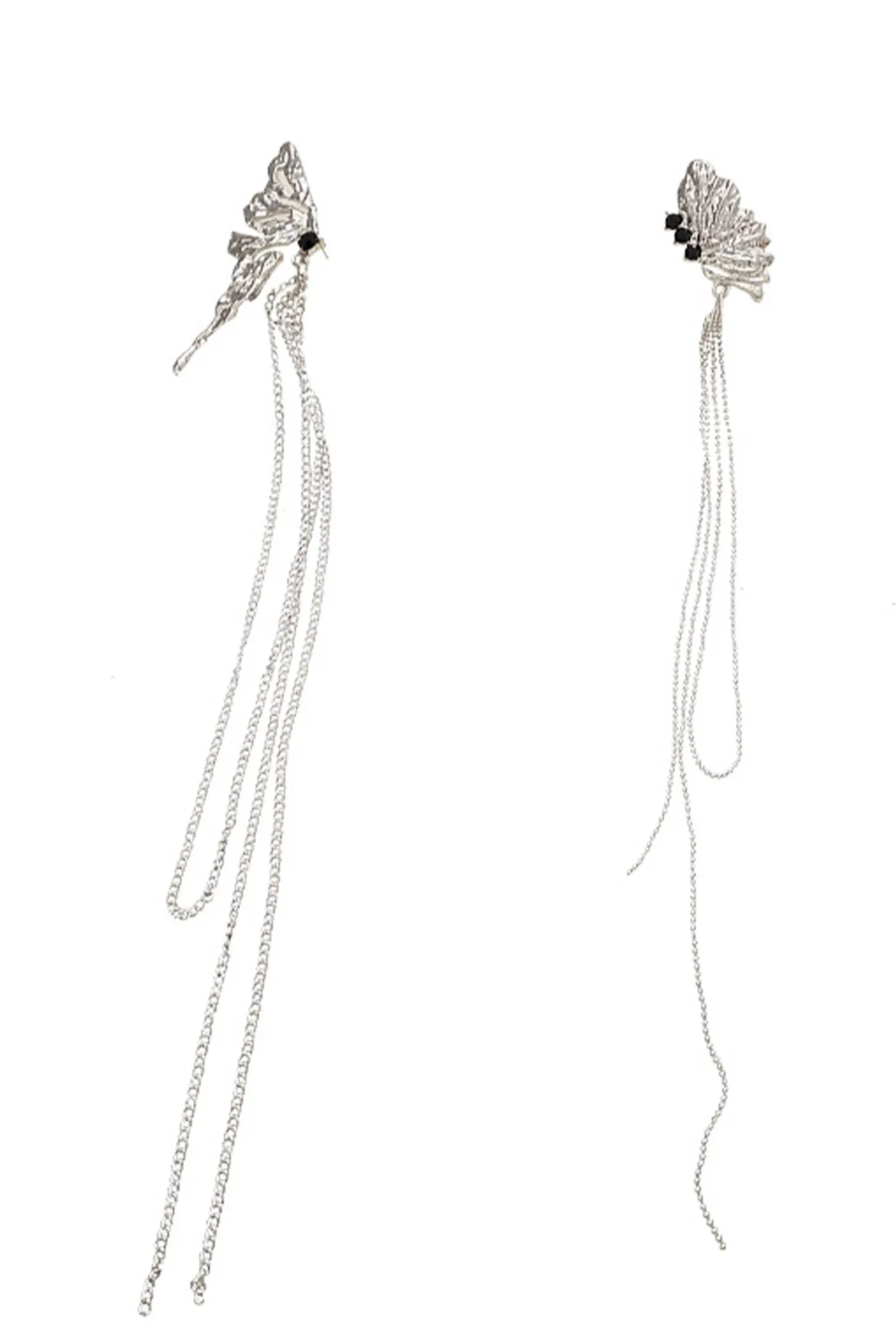 Loookus - Asymmetric Butterfly Fringe Earrings