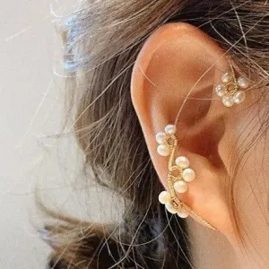 Loookus - Fleurine Handmade Pearl Ear Cuff  Earrings