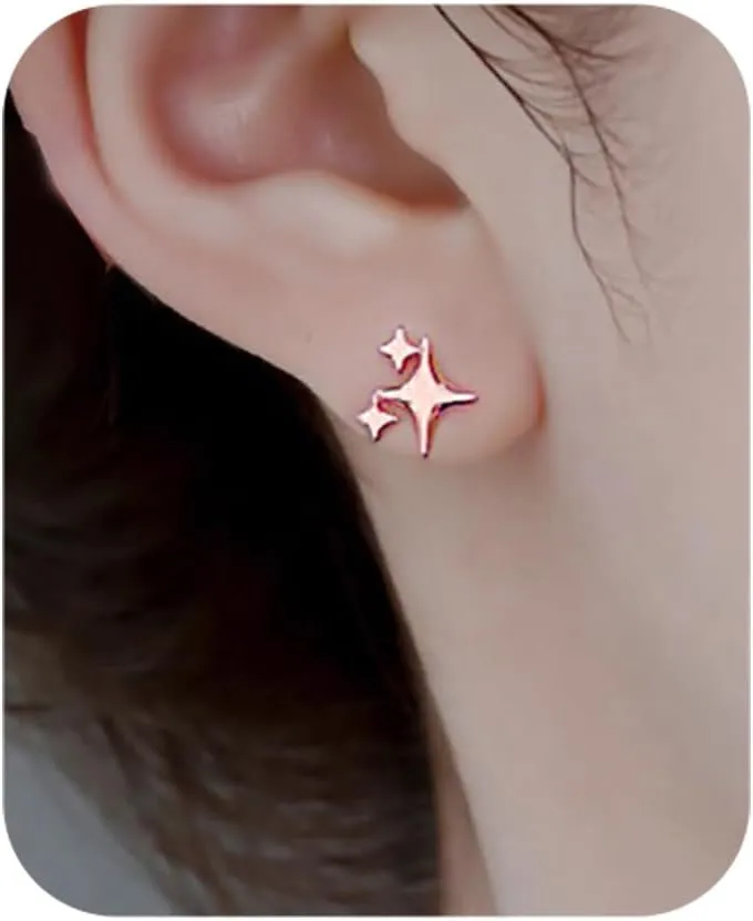 Loookus - Gold Plated Sterling Silver Post Star Earrings