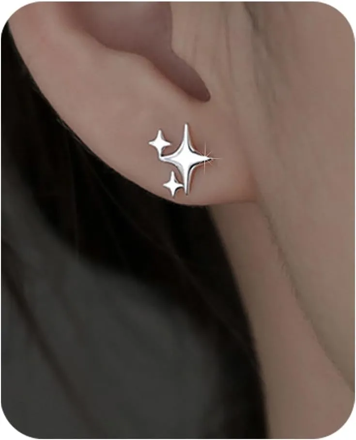 Loookus - Gold Plated Sterling Silver Post Star Earrings