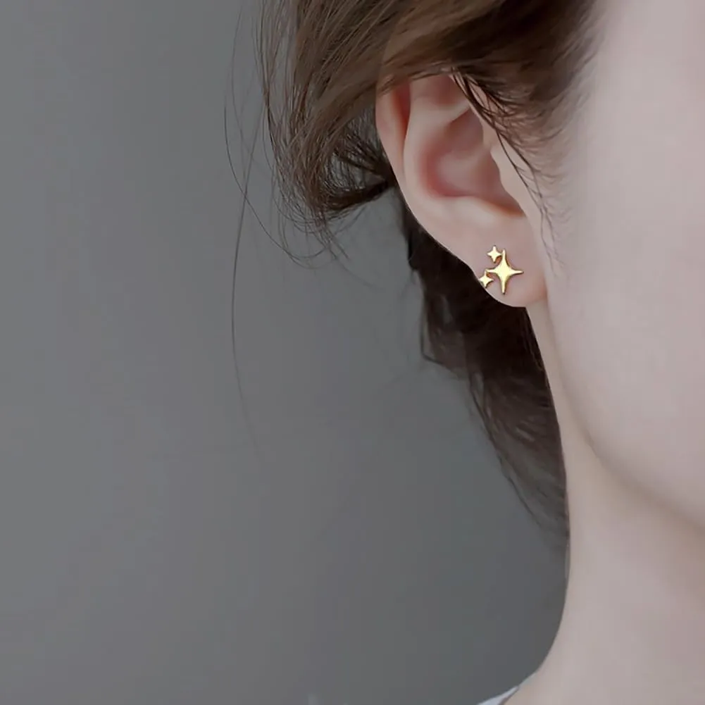 Loookus - Gold Plated Sterling Silver Post Star Earrings