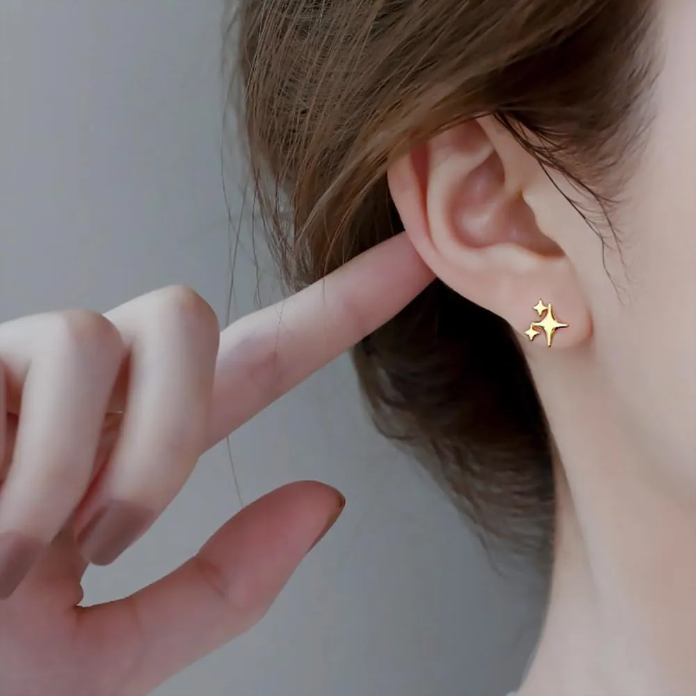 Loookus - Gold Plated Sterling Silver Post Star Earrings
