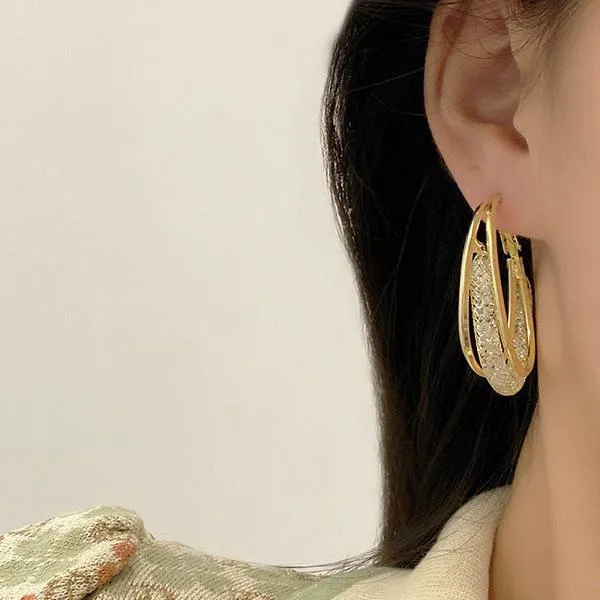Loookus - Micropaved Zirconia Hoop Earrings