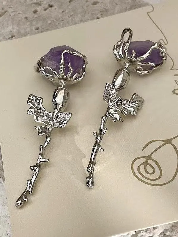 Loookus - Original Purple Rose Earrings