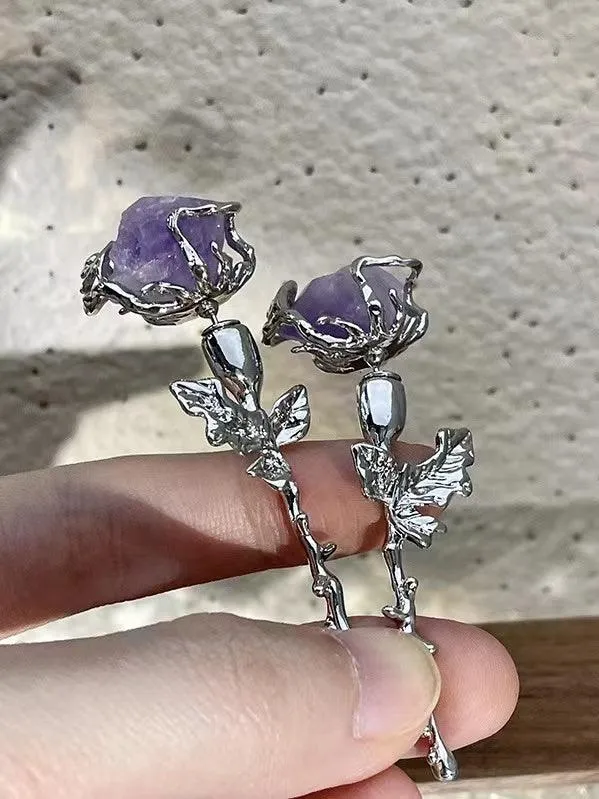 Loookus - Original Purple Rose Earrings