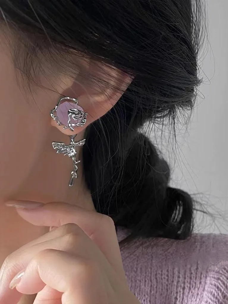 Loookus - Original Purple Rose Earrings
