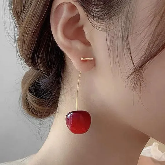 Loookus - Red Cherry Drop Earrings