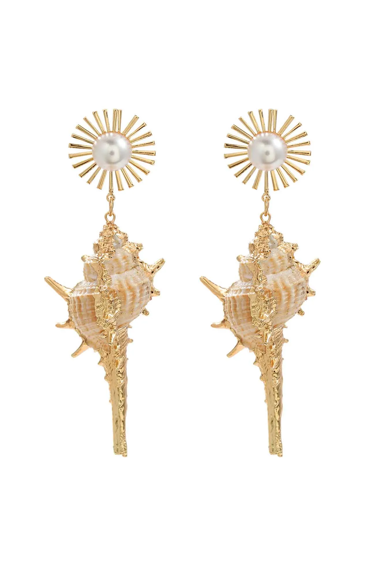 Loookus - Shell Pearl Floral Earrings