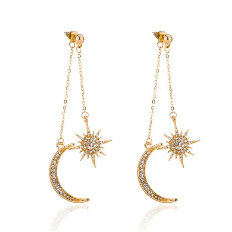 Loookus - Star Moon Diamond Earrings