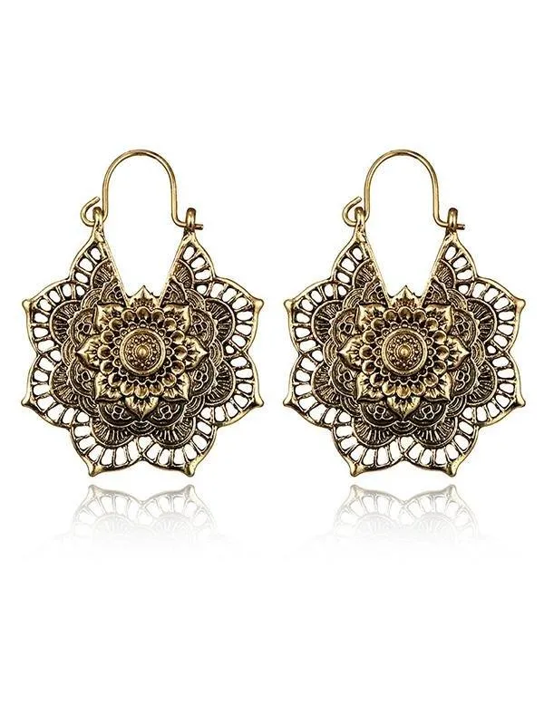 Loookus - Vintage Hollow Alloy Flower Earring Accessories