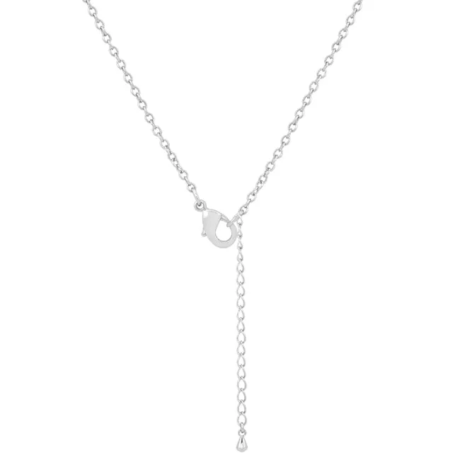 LOVCIA Aqua CZ Vintage-Inspired Rhodium Drop Necklace