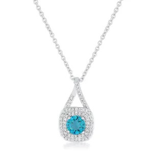 LOVCIA Aqua CZ Vintage-Inspired Rhodium Drop Necklace