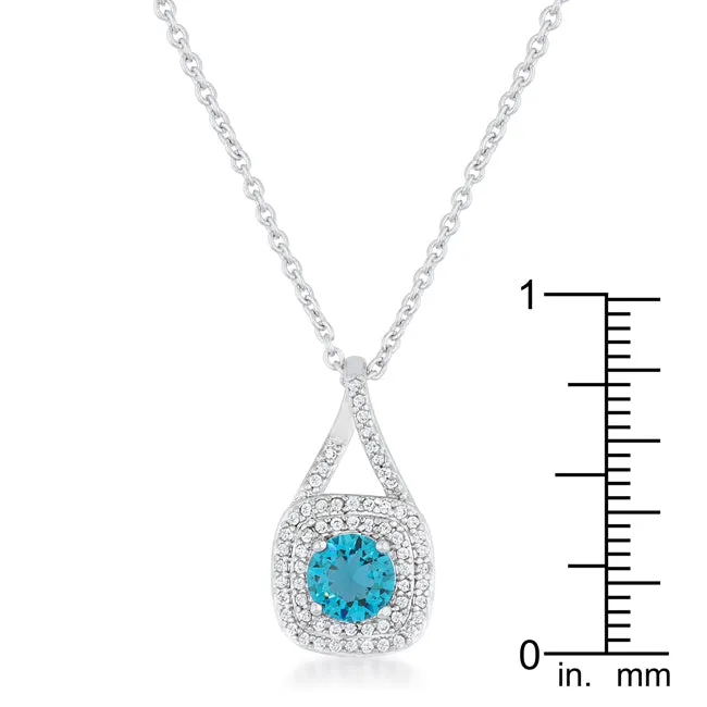LOVCIA Aqua CZ Vintage-Inspired Rhodium Drop Necklace