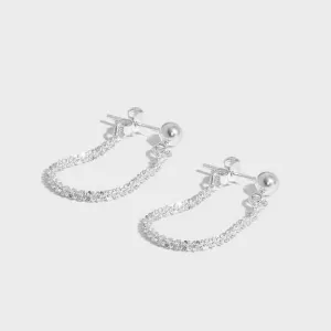 LOVCIA Elegant Baby's Breath Chain 925 Sterling Silver Hoop Earrings for Women
