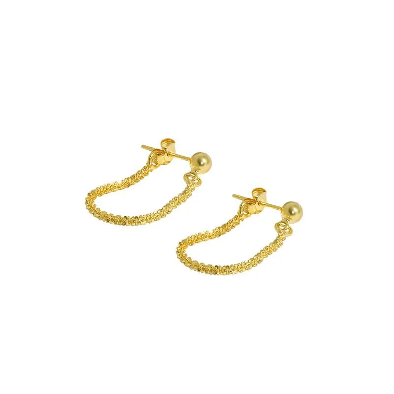 LOVCIA Elegant Baby's Breath Chain 925 Sterling Silver Hoop Earrings for Women