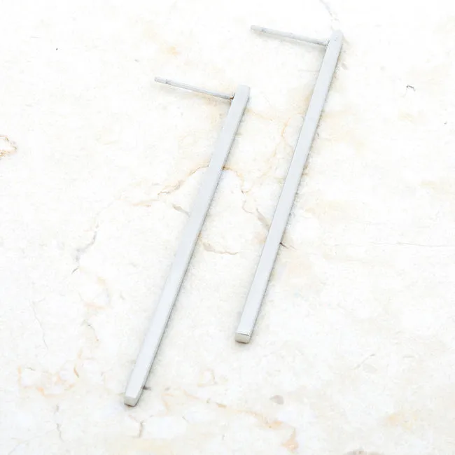 LOVCIA Elegant Carolee Rhodium-Plated Stainless Steel Linear Drop Earrings