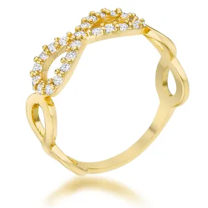 LOVCIA Regal Splendor Infinity Ring with 0.35ct CZ in 18k Gold Plating
