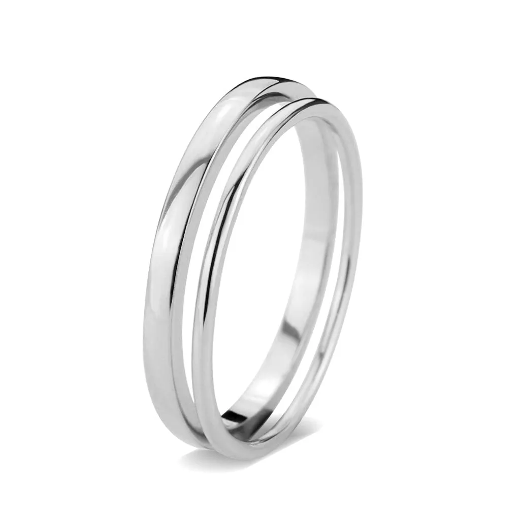 LOVCIA Rhodium-Plated Brass Ring for Women - Stone-Free Design