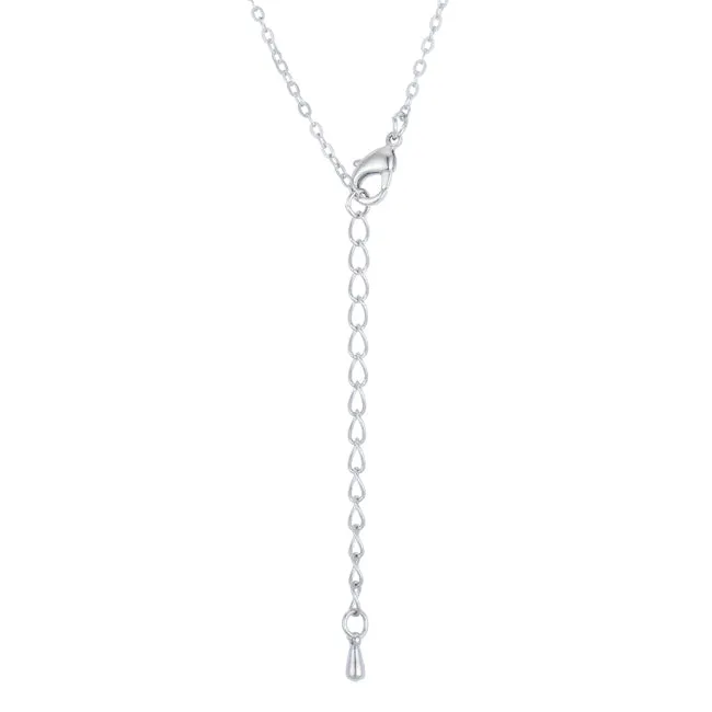 LOVCIA Rhodium-Plated Necklace with Shimmering CZ Disc Pendant
