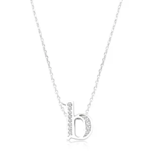 LOVCIA Sparkling CZ Silver B Letter Initial Necklace