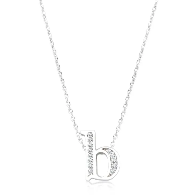 LOVCIA Sparkling CZ Silver B Letter Initial Necklace