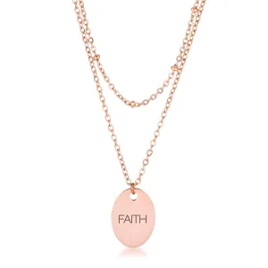 LOVCIA Stylish Rose Gold Double Chain FAITH Pendant Necklace