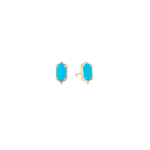 Lucia Gold Turquoise Elongated Hexagon Studs