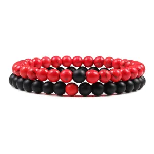 Lucky Red Tibetan Buddhist Natural Stone Beaded Bracelets Set 7 Chakra Bracelets