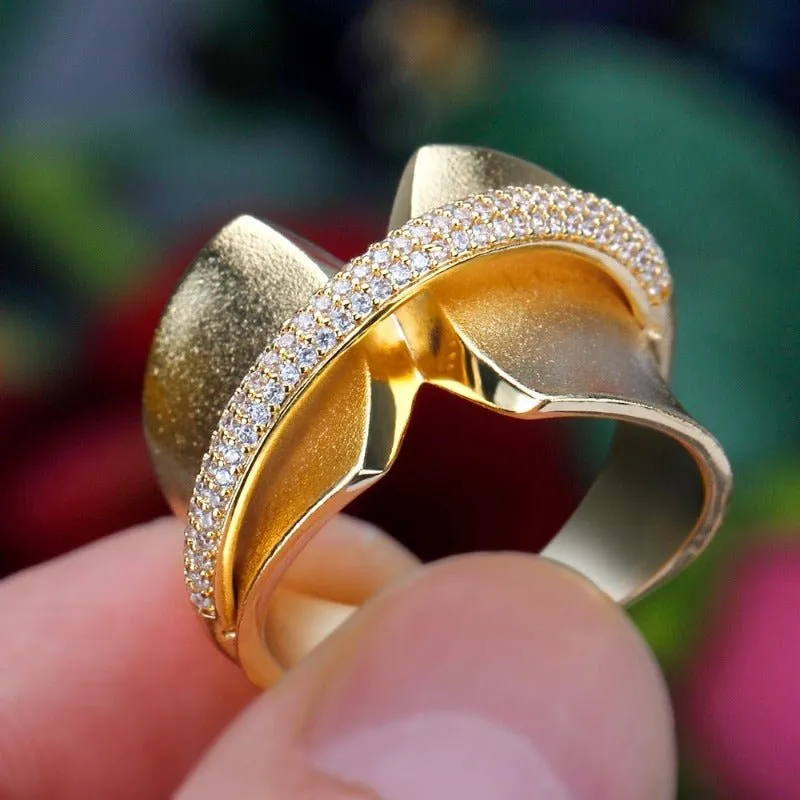 Luxury Bold Sapphire Engagement Ring Women Party Jewelry