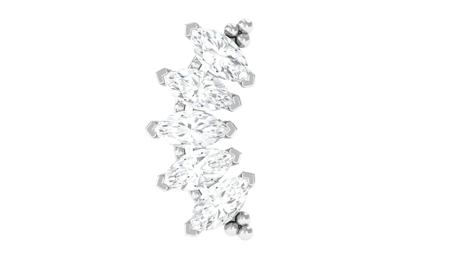 Marquise Moissanite Climber Earring for Cartilage Piercing