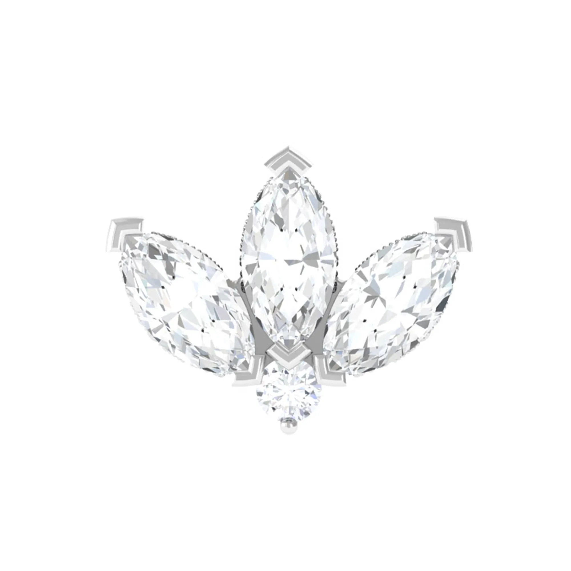 Marquise Moissanite Lotus Flower Earring for Helix Piercing