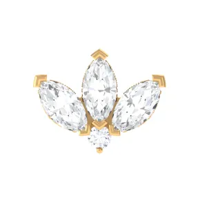 Marquise Moissanite Lotus Flower Earring for Helix Piercing