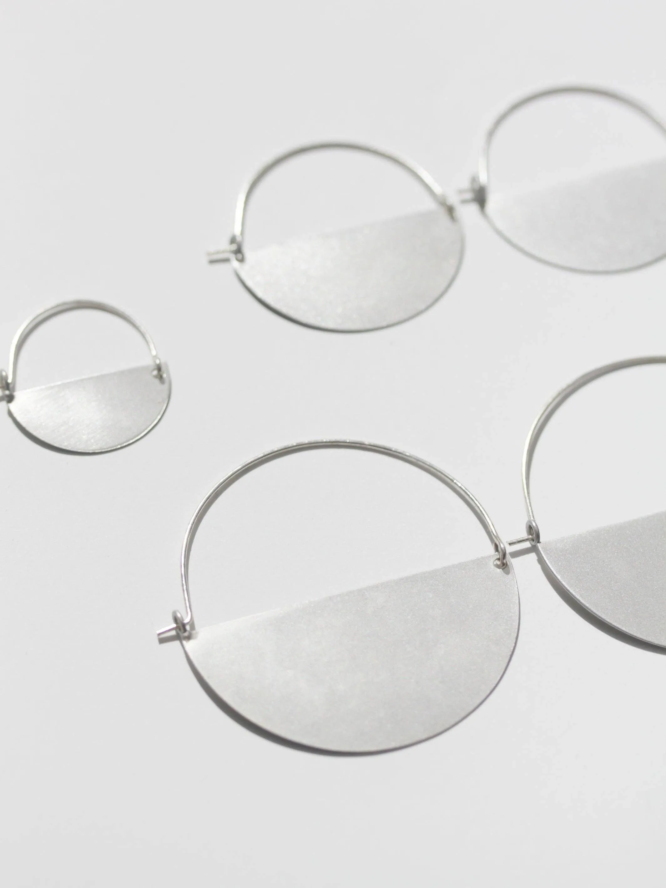 Matte Silver Half Moon Earrings: Small - 1.5"