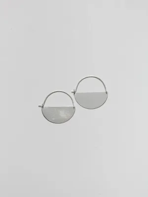 Matte Silver Half Moon Earrings: Small - 1.5"