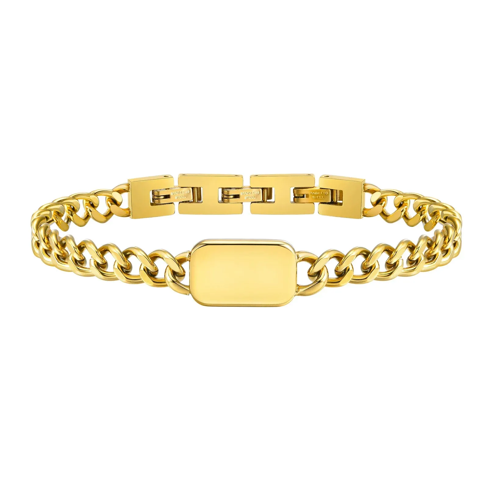 Men's Initials Cuban Chain Bracelets,  Stainless Steel Letter A-Z Wristband