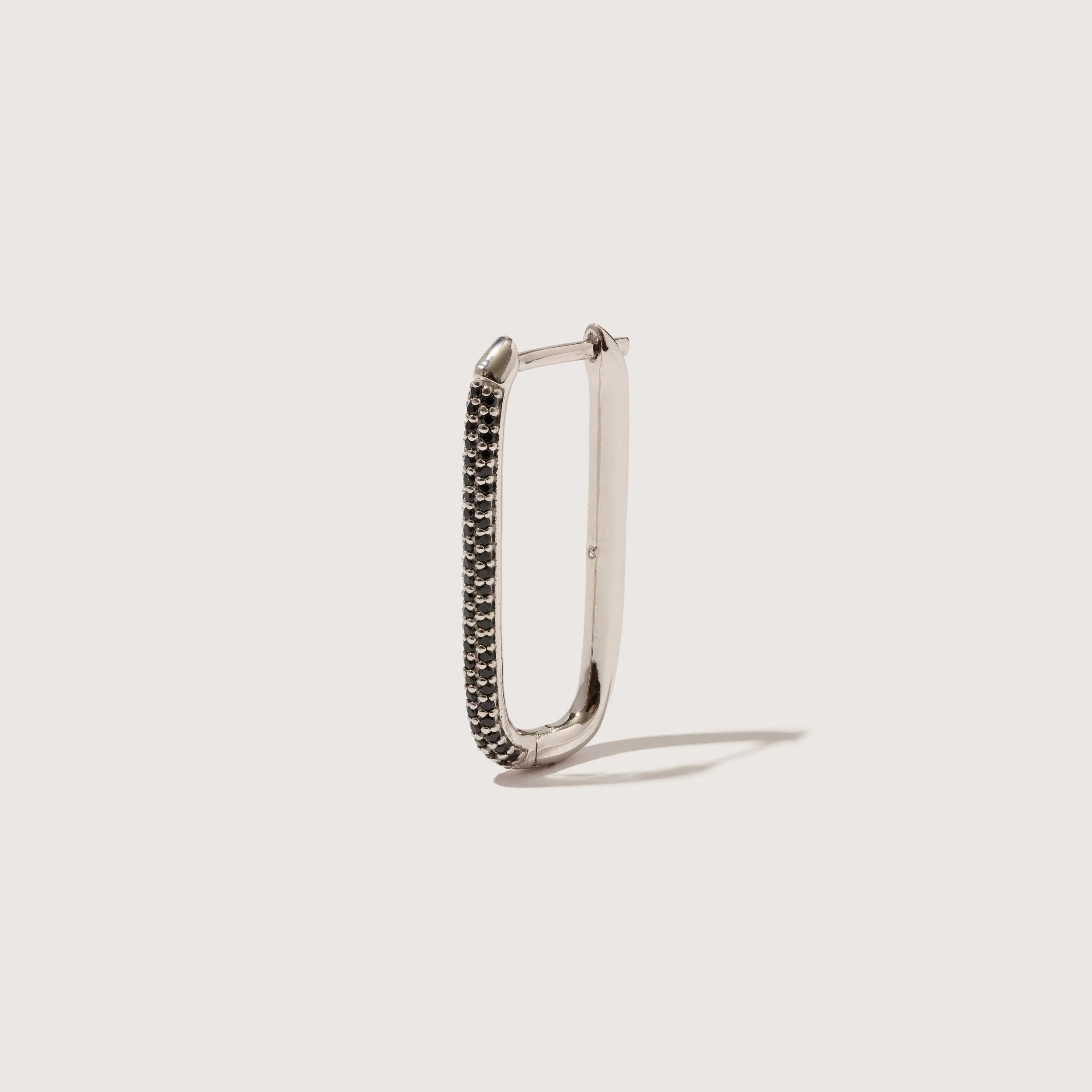 Men's Paperclip Medium Black Onyx Earring