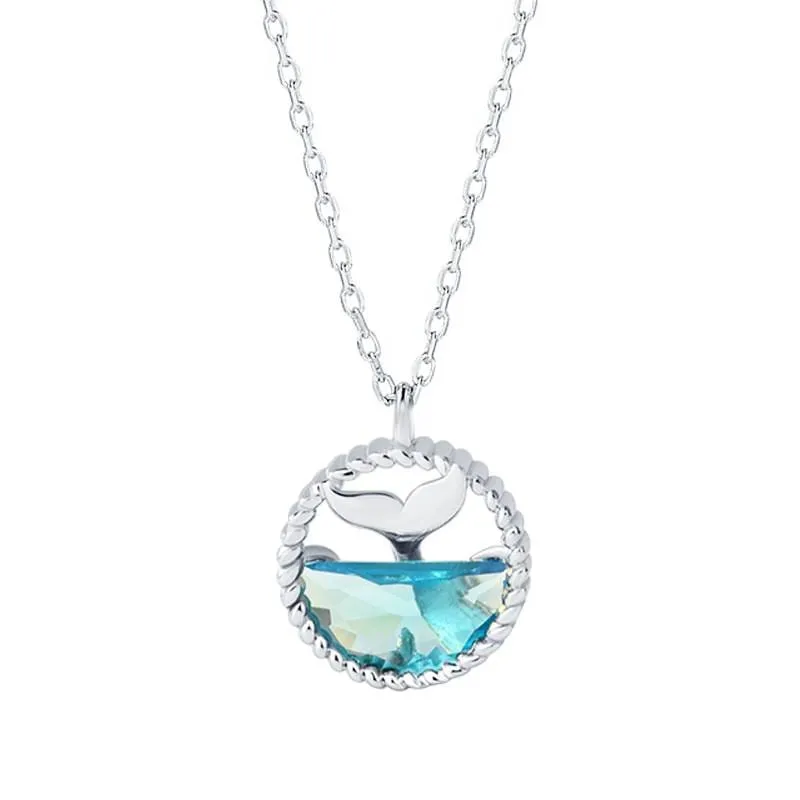 Mermaid Tears Whale Tail Brass Pendant