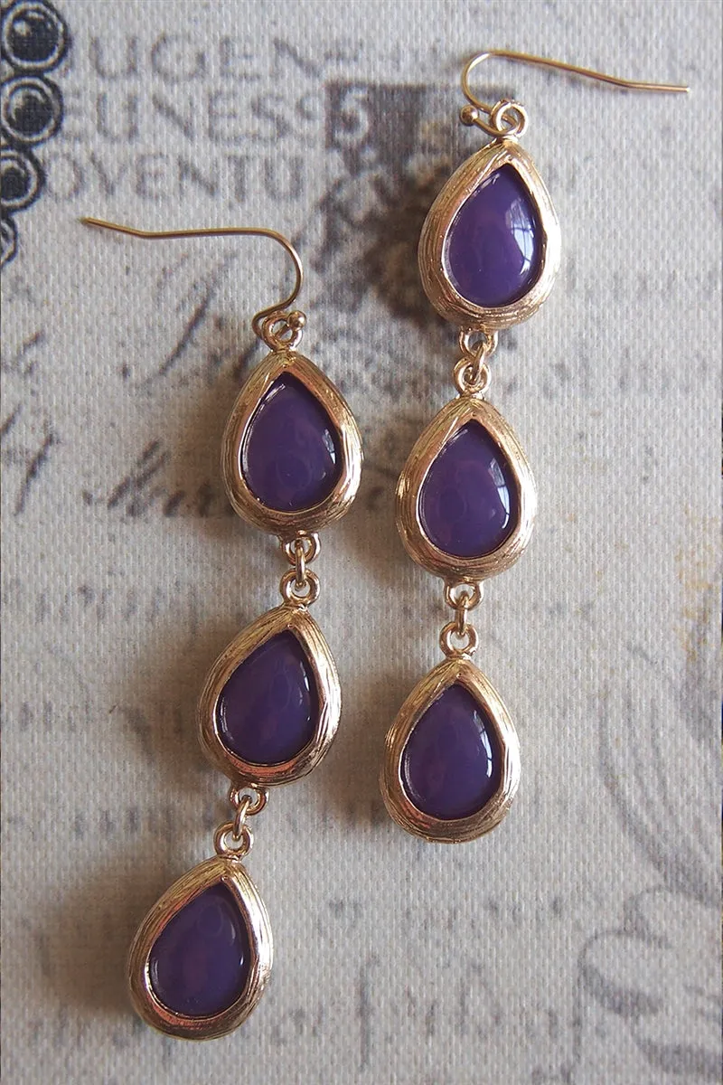 Mia 3 Stone Drop Earrings