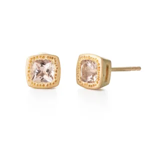 Minimalist Gold Morganite Studs Earrings