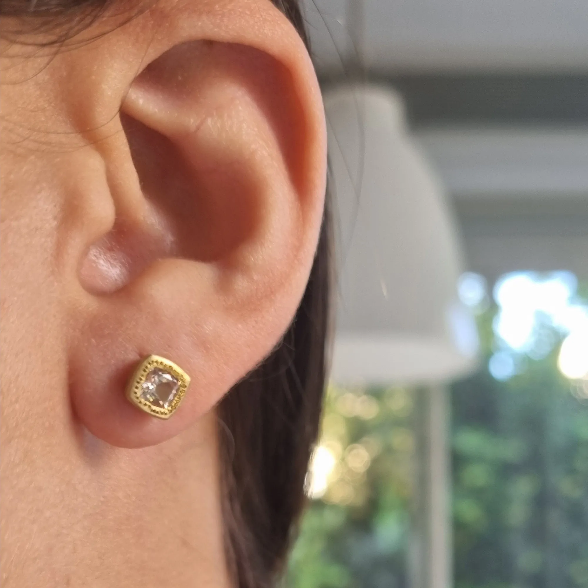 Minimalist Gold Morganite Studs Earrings