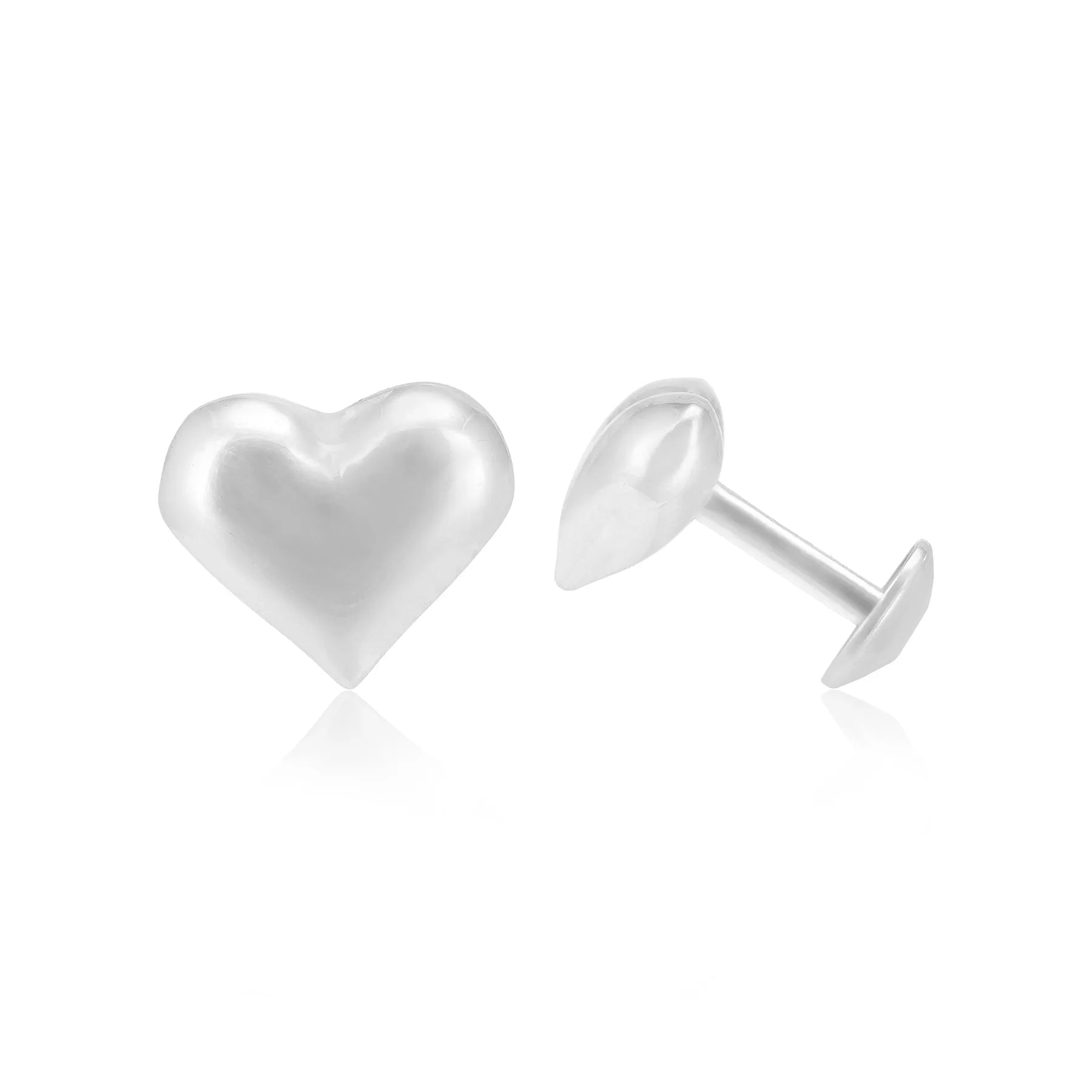 Minimalist Heart 925 Rhodium Plated Studs