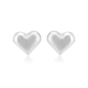 Minimalist Heart 925 Rhodium Plated Studs