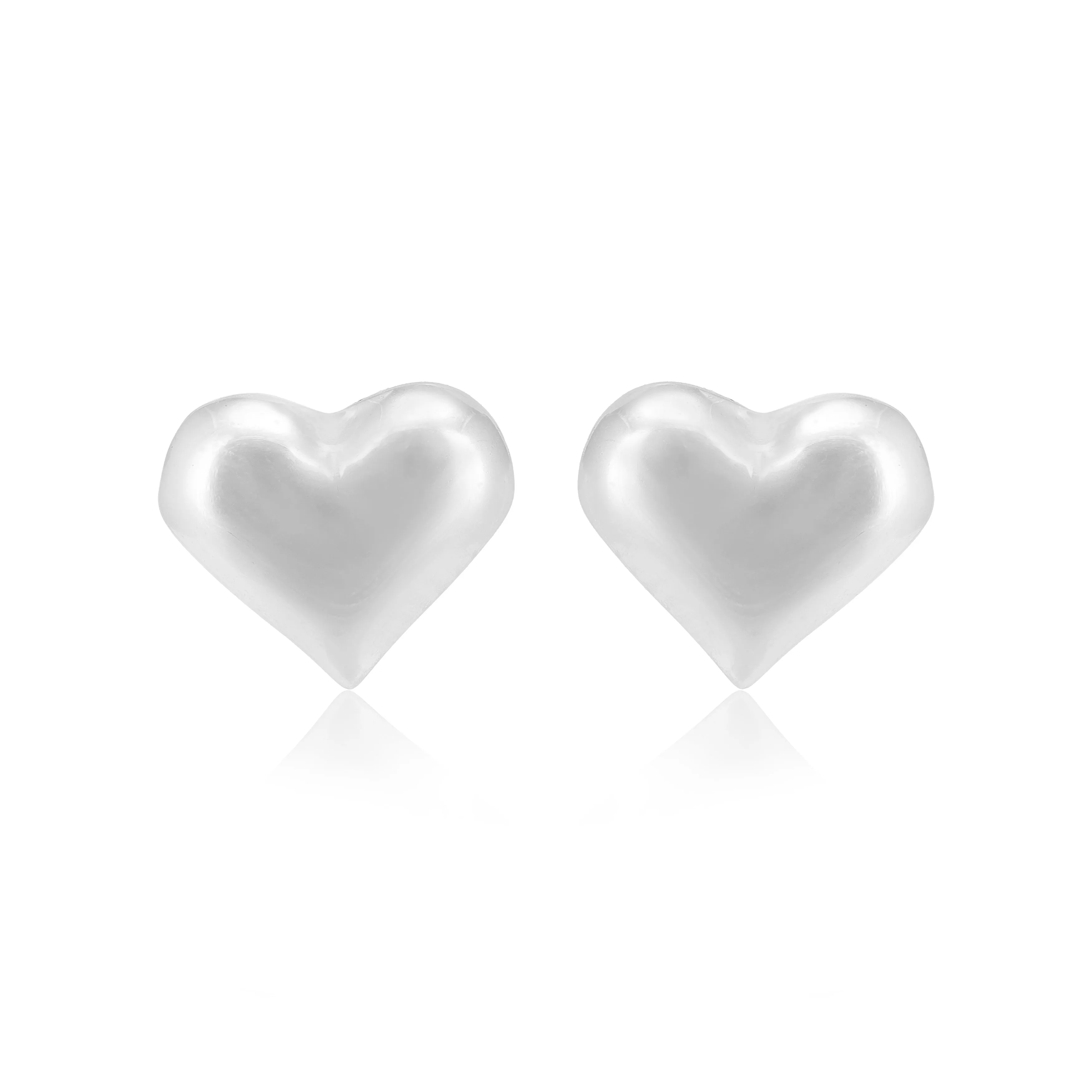 Minimalist Heart 925 Rhodium Plated Studs